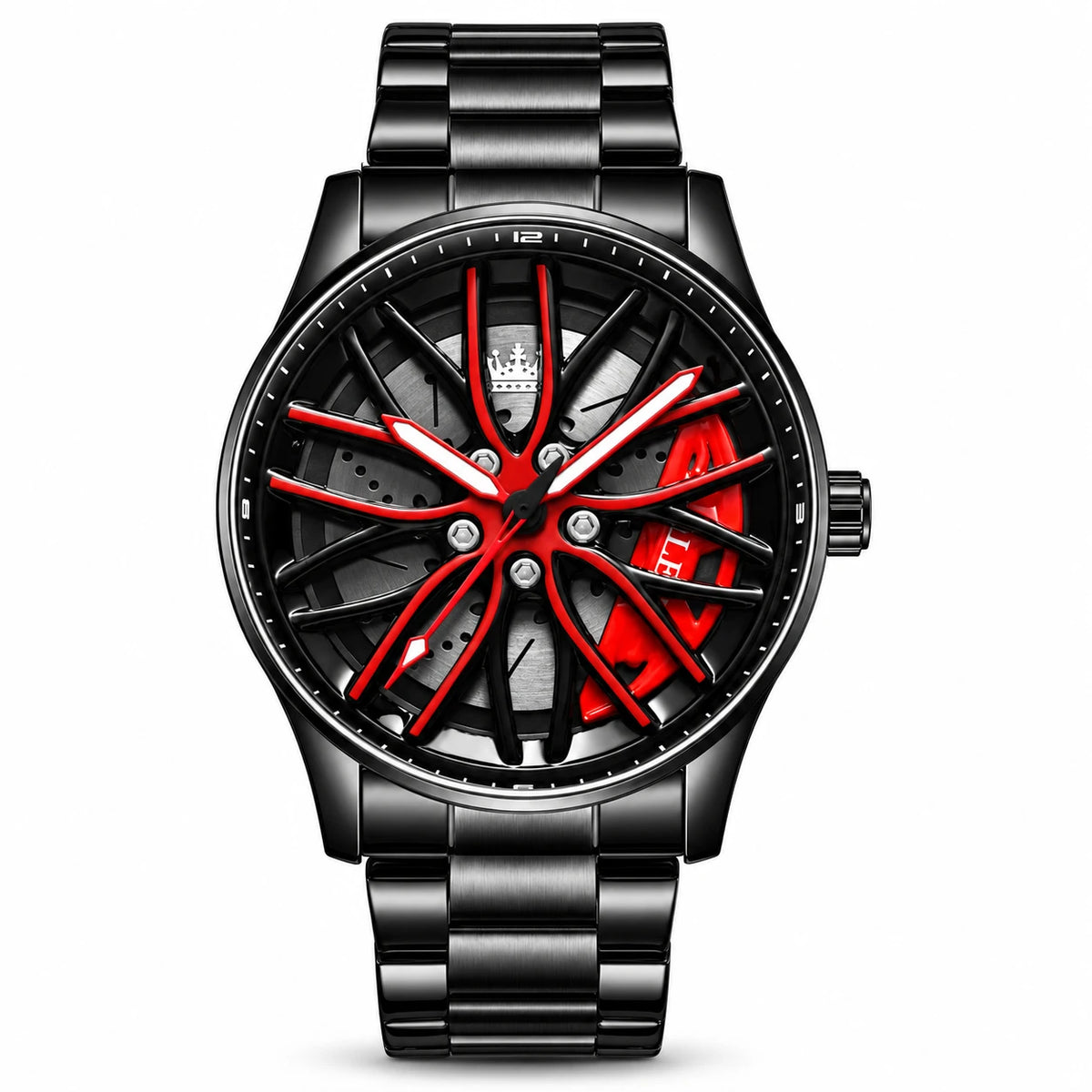 RIMAXIS SELECT ホイールデザイン腕時計 42mm｜クォーツ メンズ ブラック メタルベルト