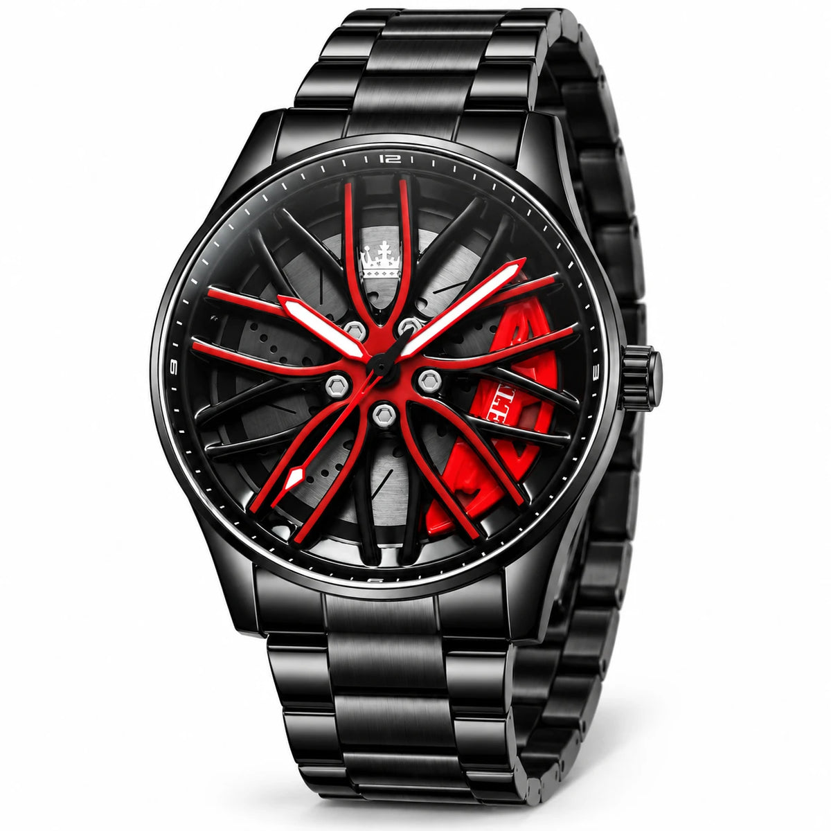 RIMAXIS SELECT ホイールデザイン腕時計 42mm｜クォーツ メンズ ブラック メタルベルト