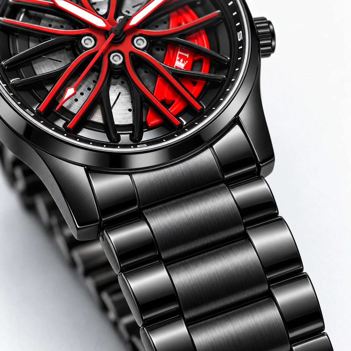RIMAXIS SELECT ホイールデザイン腕時計 42mm｜クォーツ メンズ ブラック メタルベルト